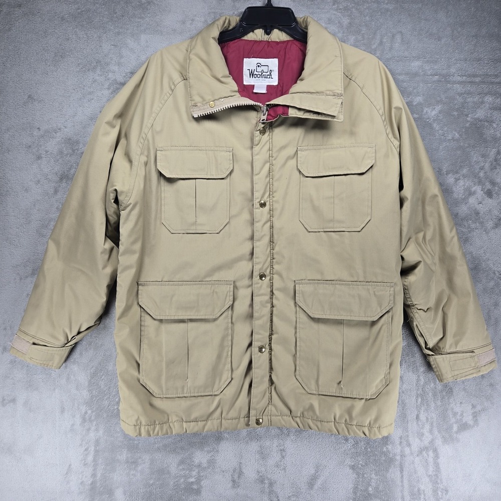 Vintage Woolrich Men's Size XL Beige With Red Quilted Liner No Hood